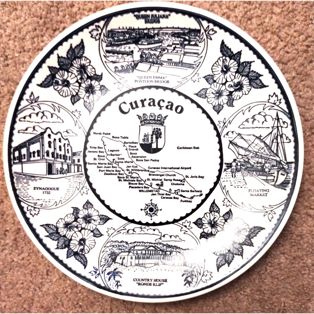 Curacao Netherlands Commemorative Display Plate Pontoon Bridge Floating Market